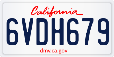 CA license plate 6VDH679