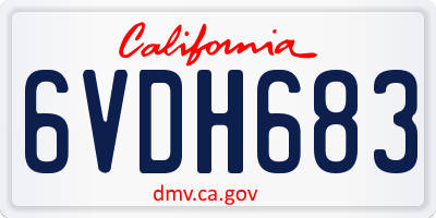 CA license plate 6VDH683