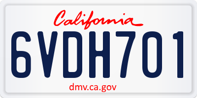 CA license plate 6VDH701