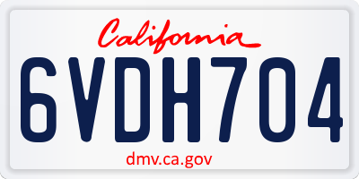 CA license plate 6VDH704
