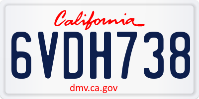 CA license plate 6VDH738