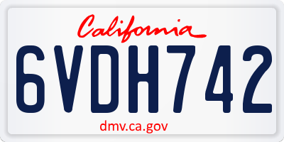 CA license plate 6VDH742