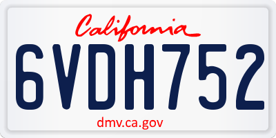 CA license plate 6VDH752