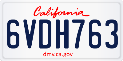 CA license plate 6VDH763