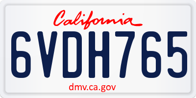 CA license plate 6VDH765