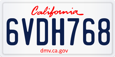 CA license plate 6VDH768