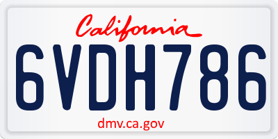 CA license plate 6VDH786