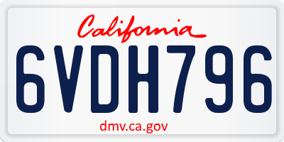 CA license plate 6VDH796
