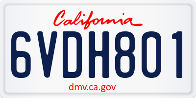 CA license plate 6VDH801