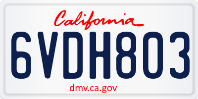 CA license plate 6VDH803