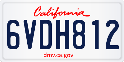 CA license plate 6VDH812