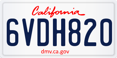 CA license plate 6VDH820