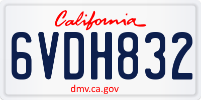 CA license plate 6VDH832