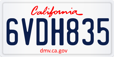 CA license plate 6VDH835