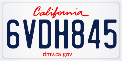CA license plate 6VDH845