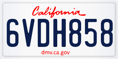 CA license plate 6VDH858
