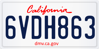 CA license plate 6VDH863