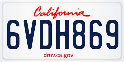 CA license plate 6VDH869