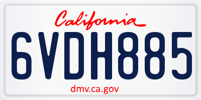 CA license plate 6VDH885
