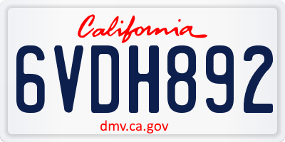 CA license plate 6VDH892
