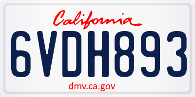 CA license plate 6VDH893