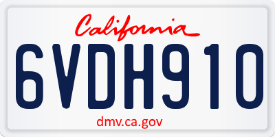 CA license plate 6VDH910