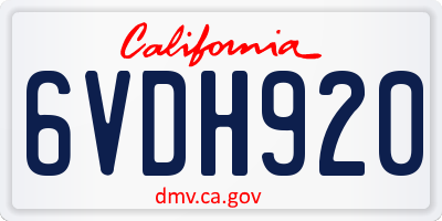 CA license plate 6VDH920