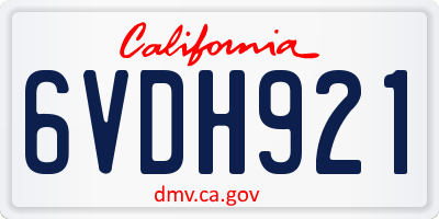 CA license plate 6VDH921