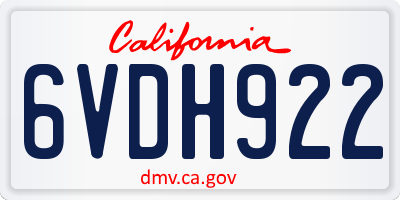CA license plate 6VDH922