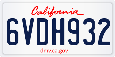 CA license plate 6VDH932