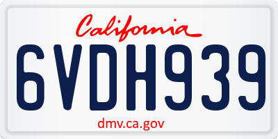 CA license plate 6VDH939