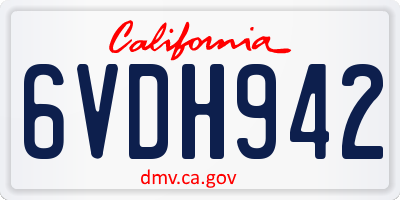 CA license plate 6VDH942