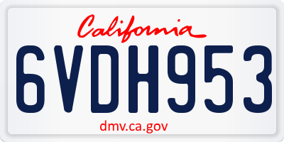 CA license plate 6VDH953