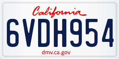 CA license plate 6VDH954