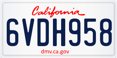 CA license plate 6VDH958