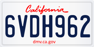 CA license plate 6VDH962