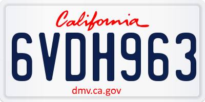 CA license plate 6VDH963