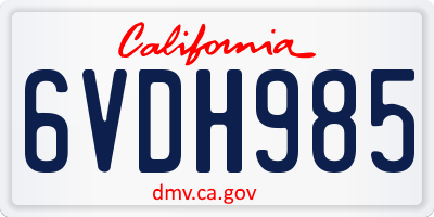 CA license plate 6VDH985