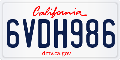 CA license plate 6VDH986