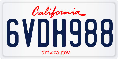 CA license plate 6VDH988