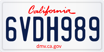 CA license plate 6VDH989