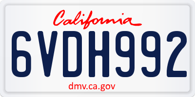 CA license plate 6VDH992