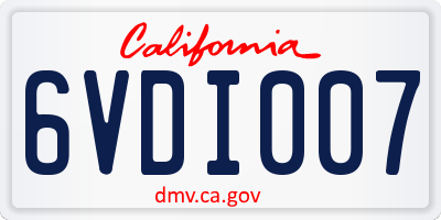 CA license plate 6VDI007