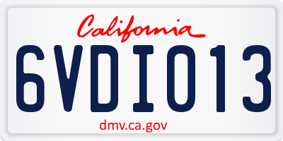 CA license plate 6VDI013