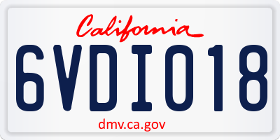 CA license plate 6VDI018