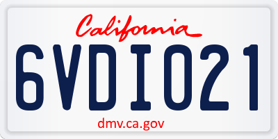 CA license plate 6VDI021