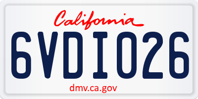CA license plate 6VDI026