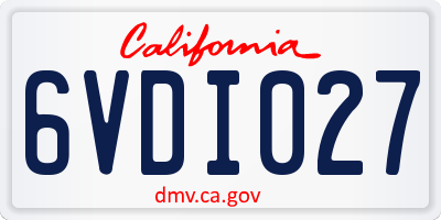 CA license plate 6VDI027