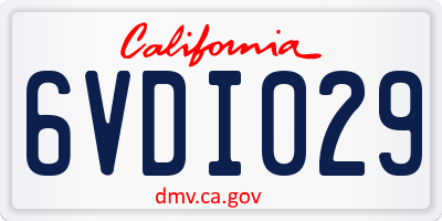 CA license plate 6VDI029