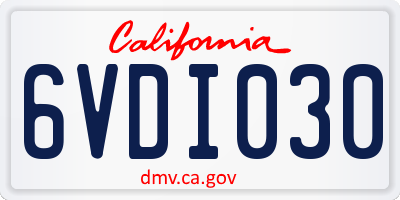 CA license plate 6VDI030